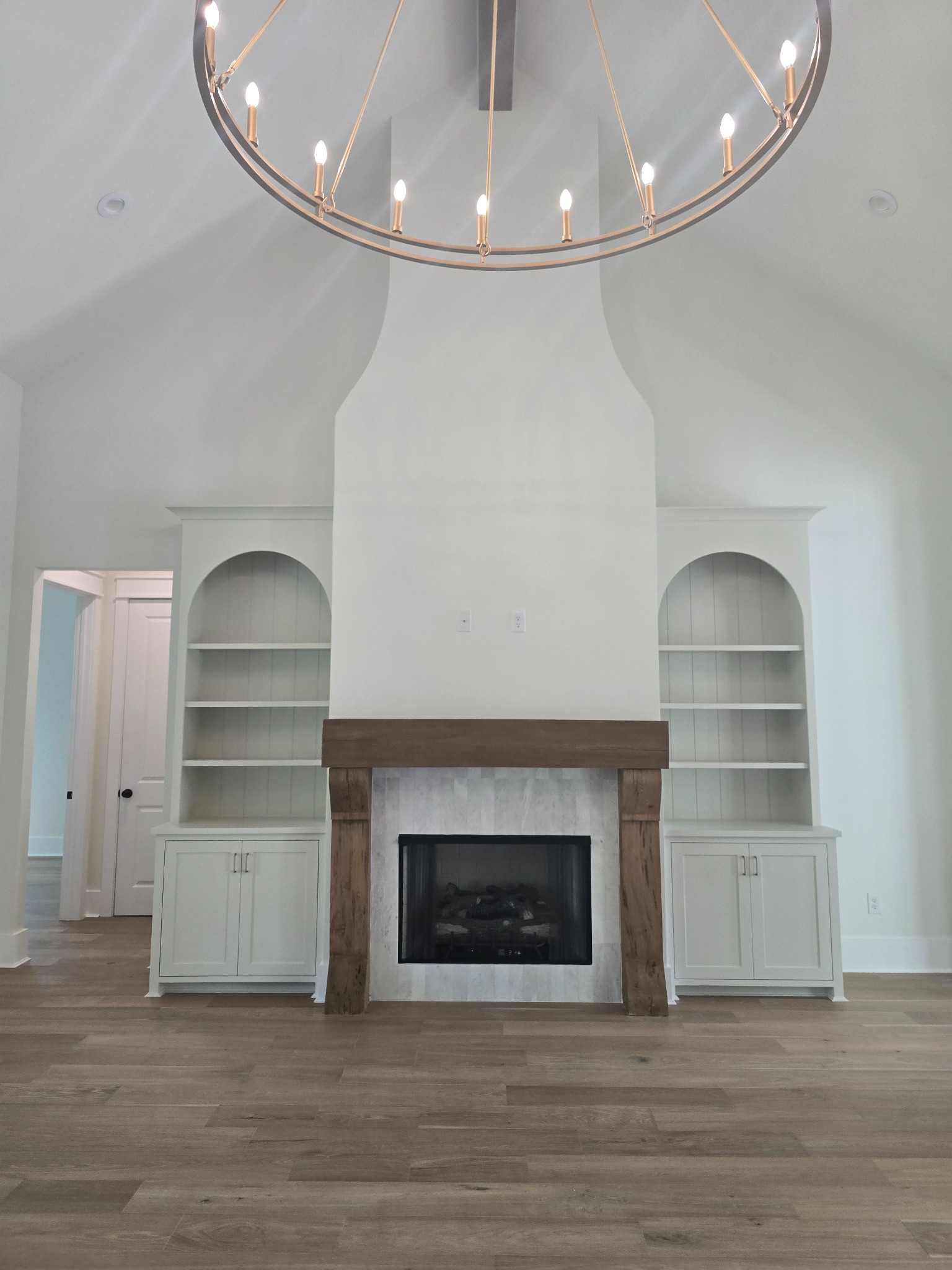 Living room with painted walls and fireplace